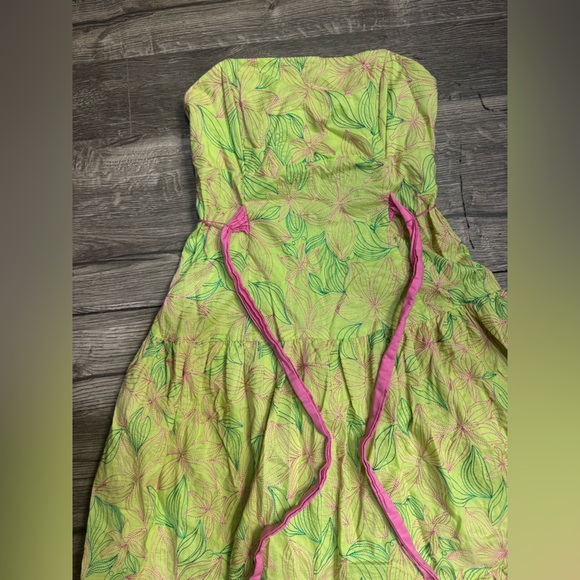 Lilly Pulitzer Green and Pink Strapless Dress - Picture 4 of 13